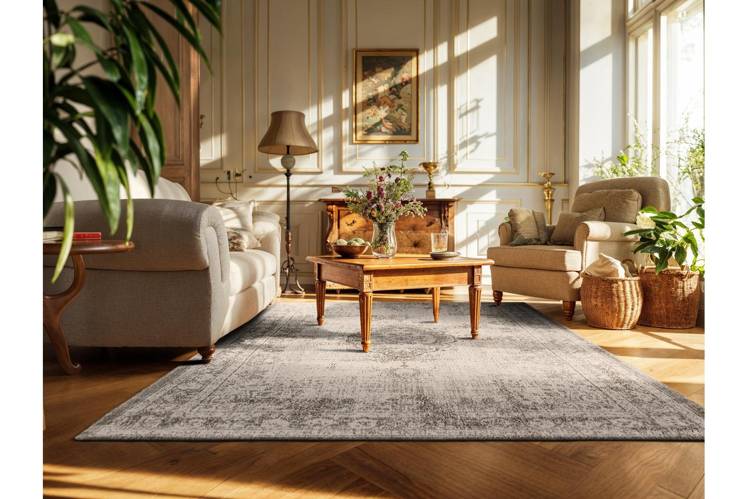 Louis De Poortere | Medallion Salt & Pepper Eco Rug | Beige | 80 x 150 cm