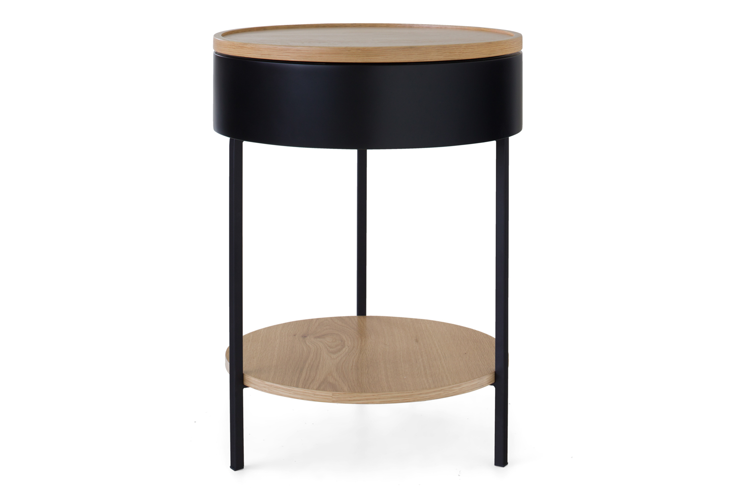 Hazel Round Beside Table | Black/Natural