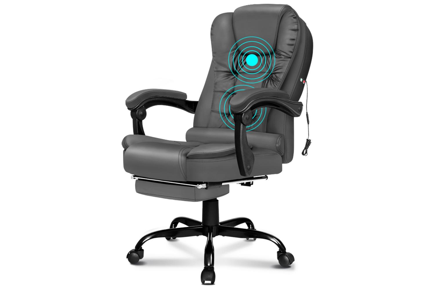 Elfordson Massage Home Office Chair with Footrest | Grey