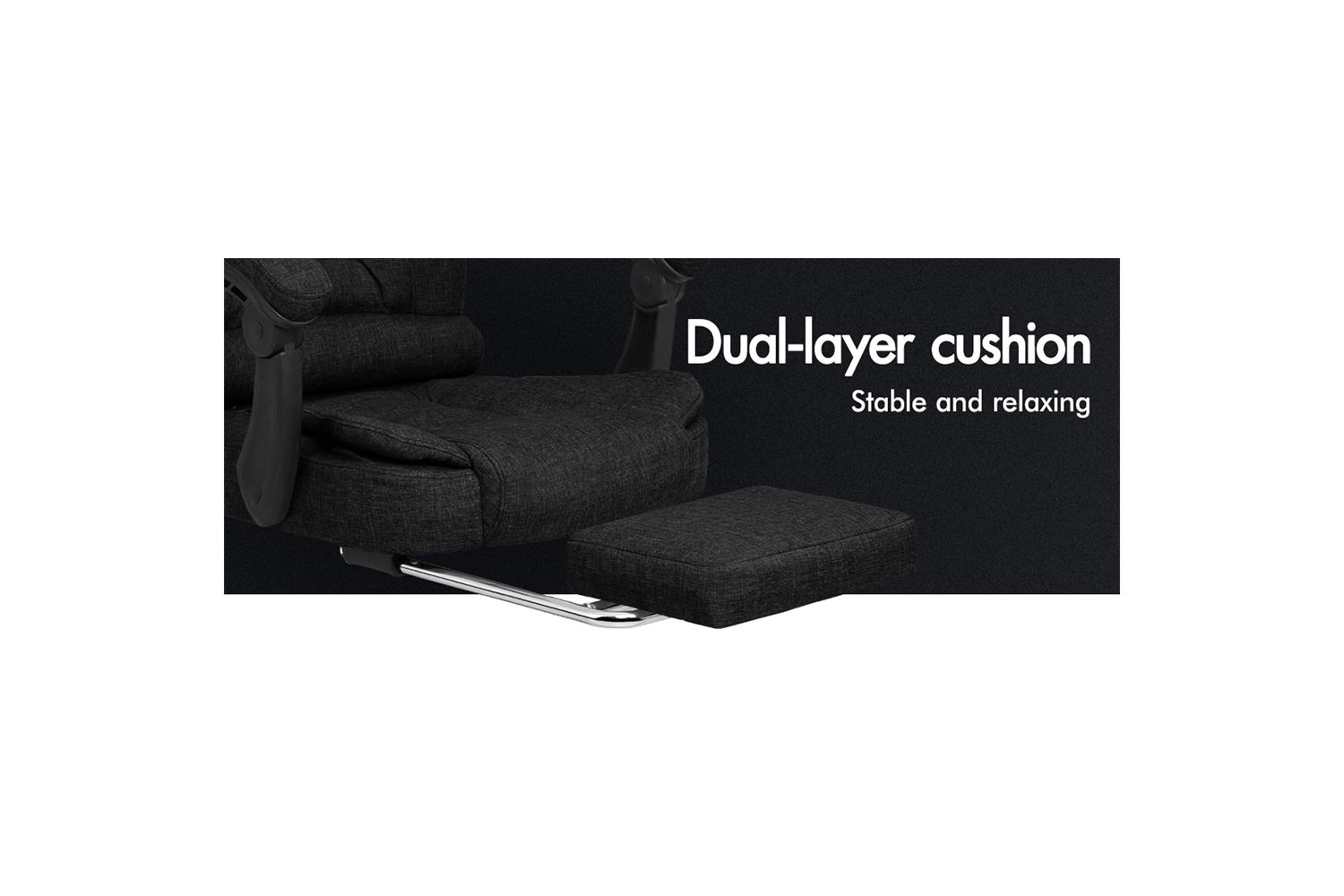 Elfordson Massage Home Office Chair with Footrest Linen Black