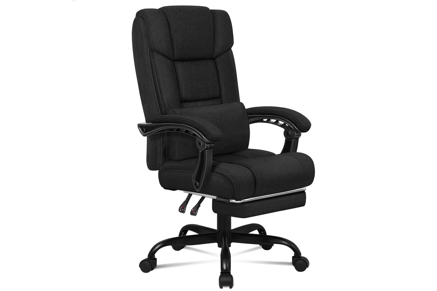 Elfordson Fabric Office Chair with Lumbar Cushion | Black