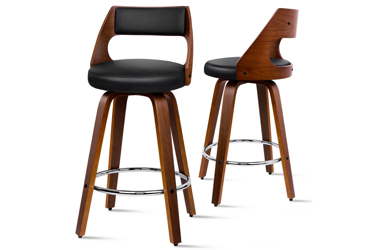 Alfordson Bar Stool | Swivel | Black/Brown | Set of 2