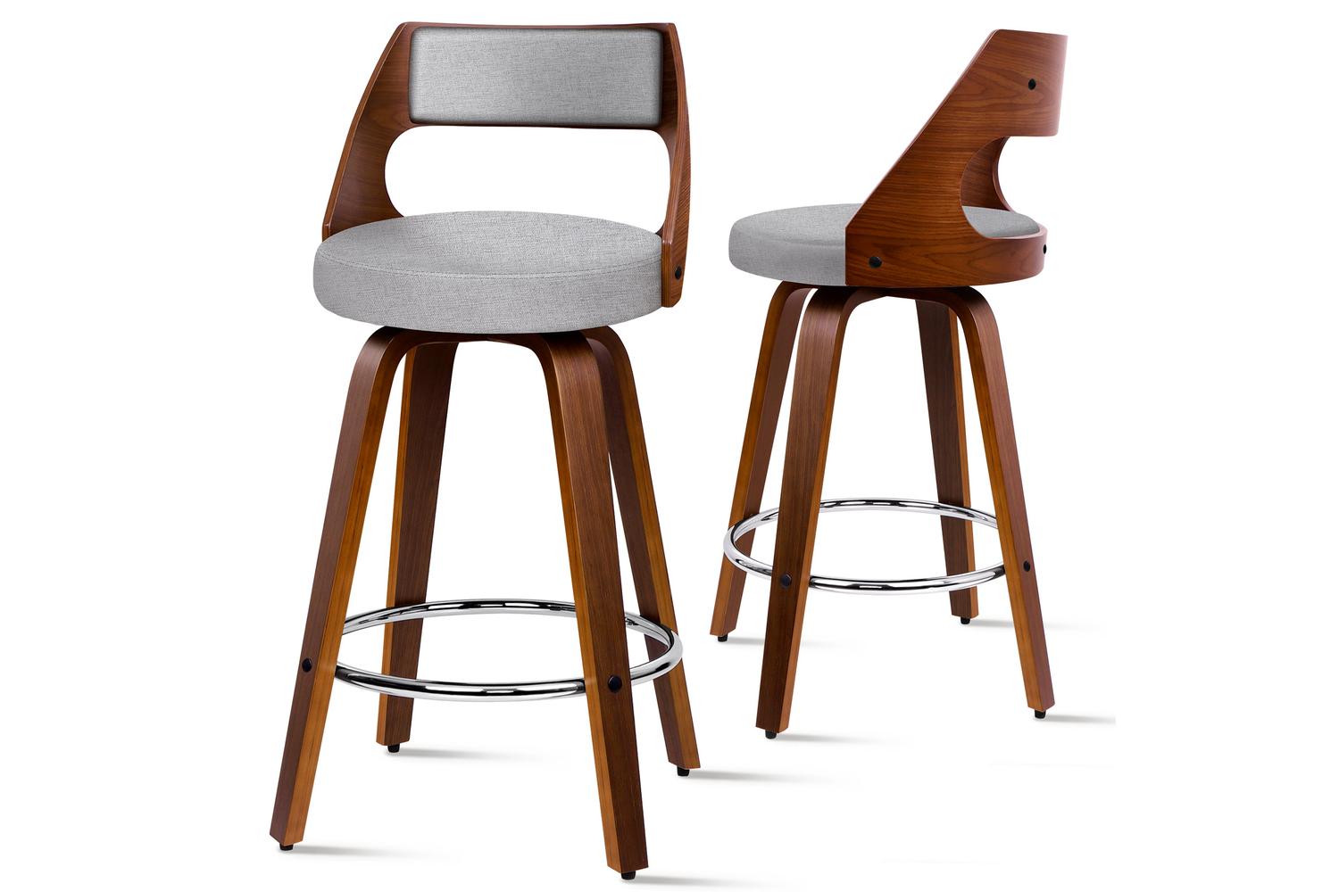 Alfordson Bar Stool | Swivel | Light Grey | Set of 2