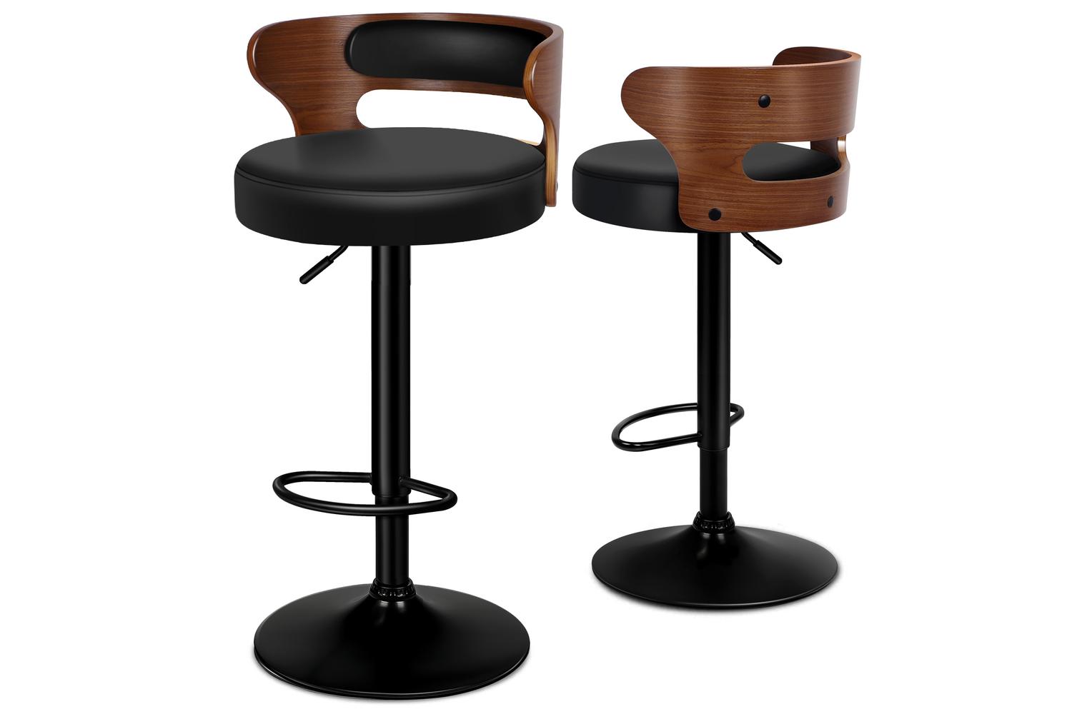 Alfordson Bar Stool | Swivel | Black/Brown | Set of 2