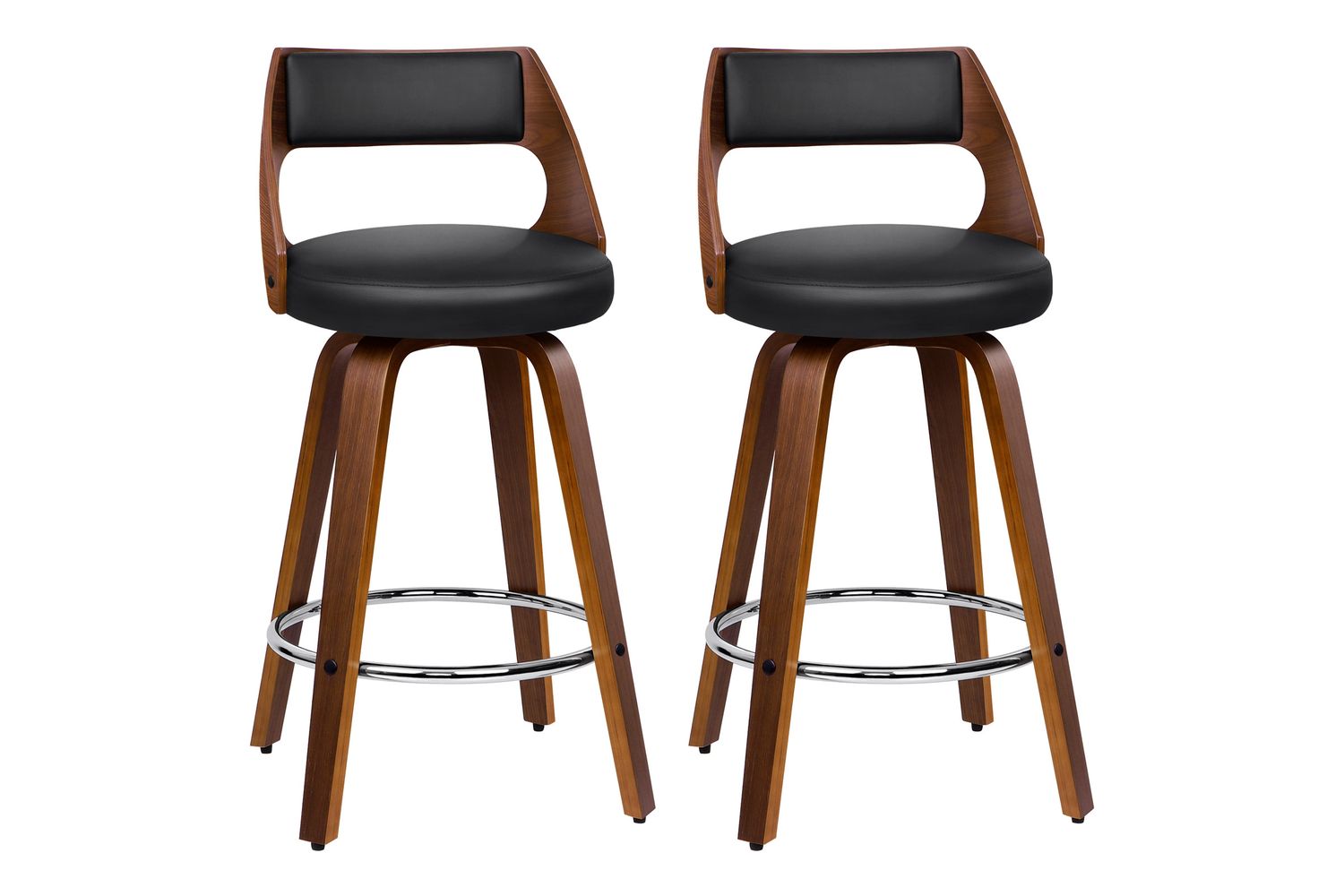 Alfordson Bar Stool | Swivel | Black/Brown | Set of 2