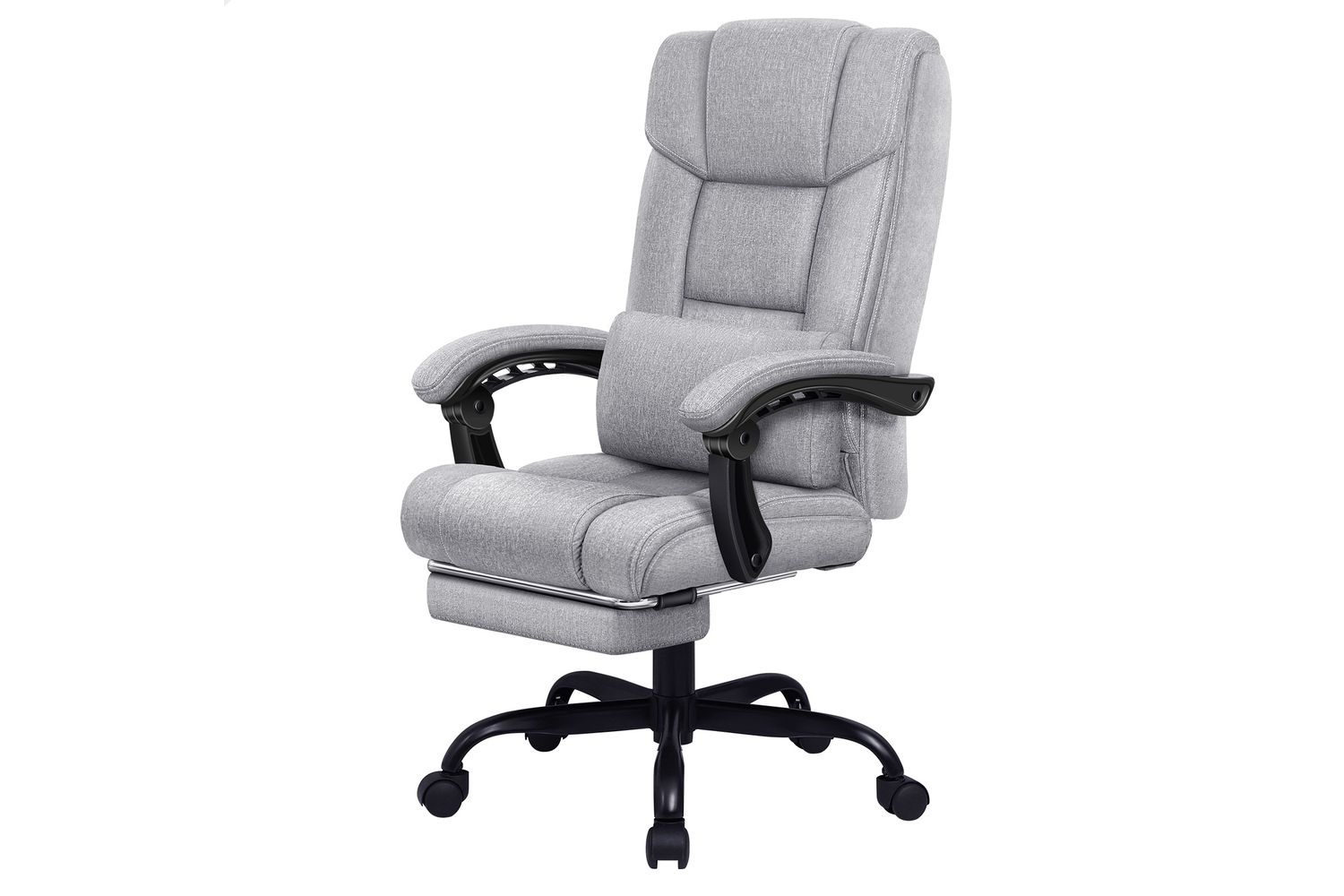 Elfordson Fabric Office Chair with Lumbar Cushion | Grey