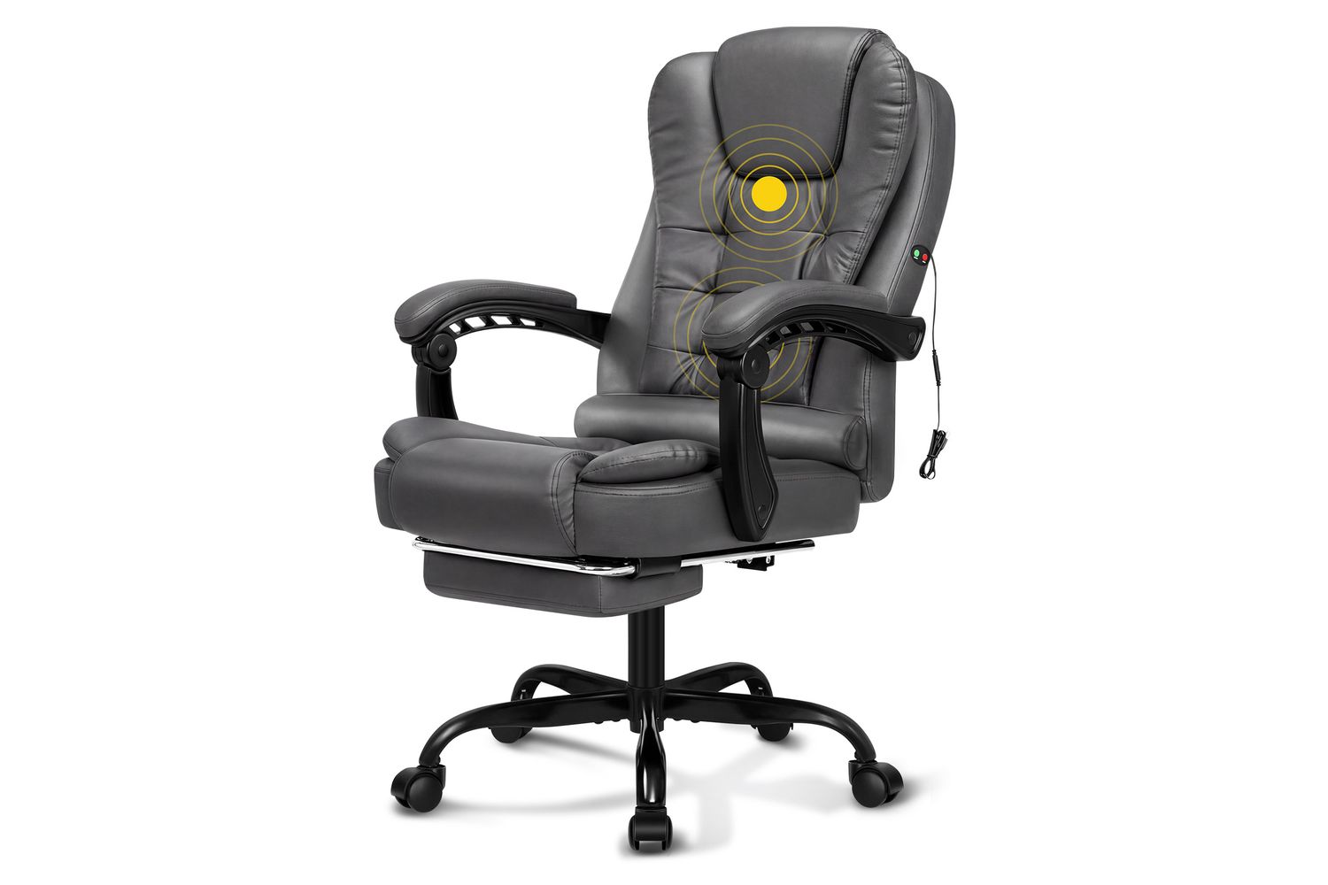 Elfordson Massage Home Office Chair with Footrest | Grey