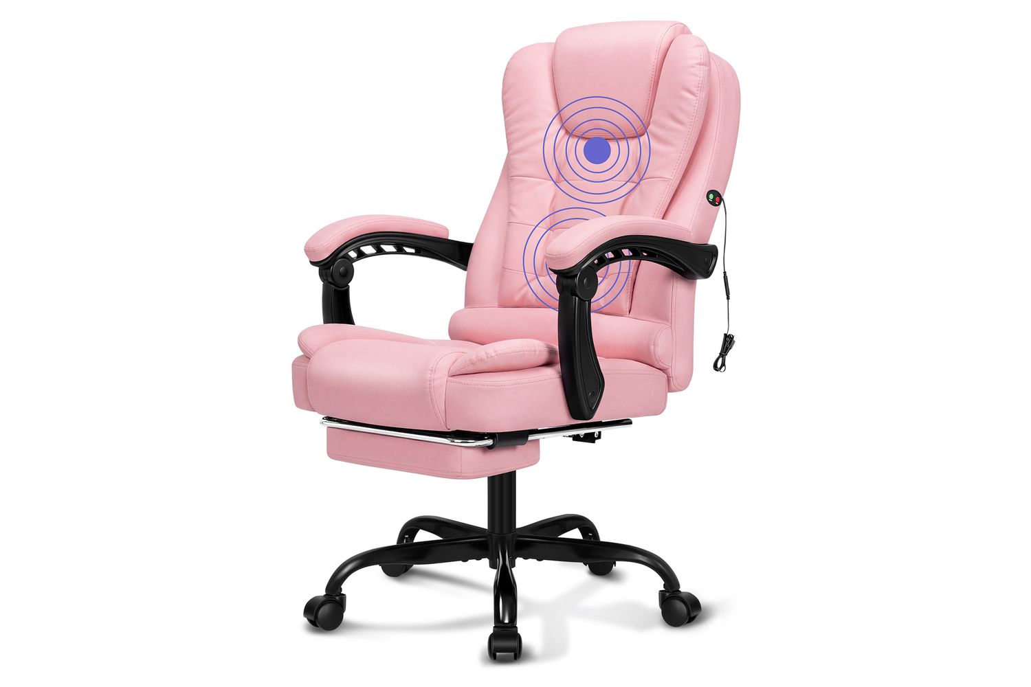 Elfordson Massage Home Office Chair with Footrest | Pink