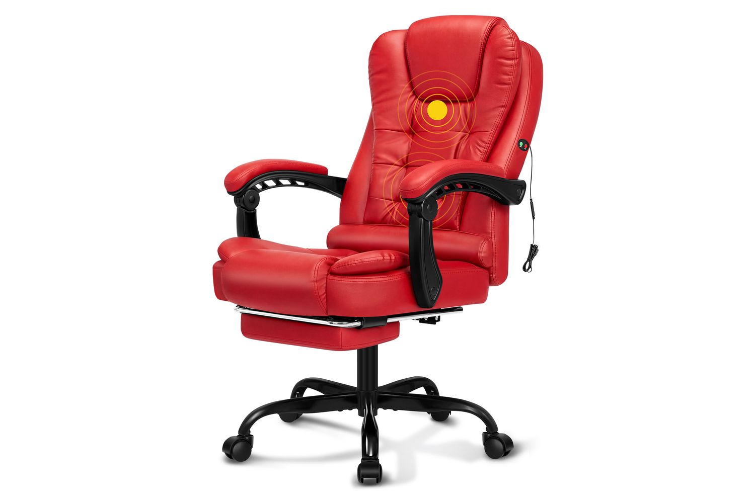 Elfordson Massage Home Office Chair with Footrest | Red
