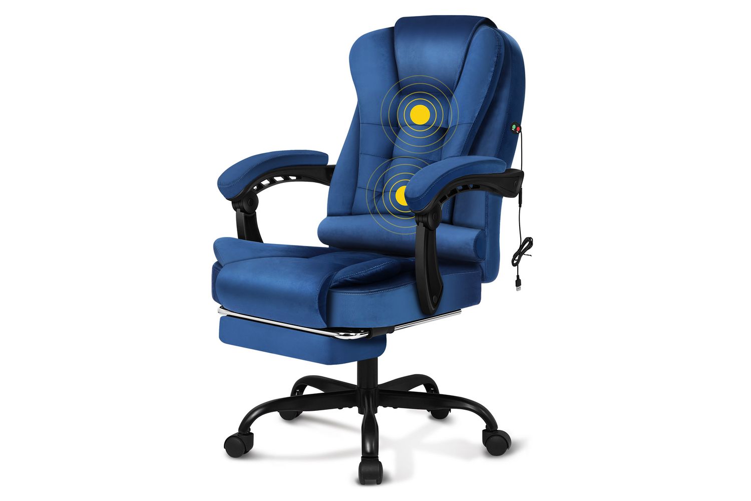 Elfordson Massage Home Office Chair with Footrest | Blue