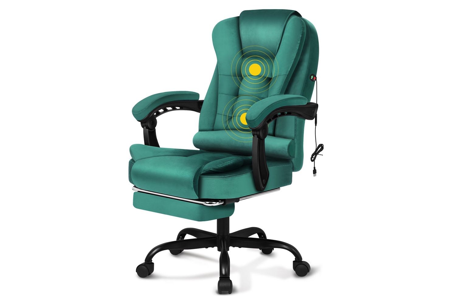 Elfordson Massage Home Office Chair with Footrest | Green