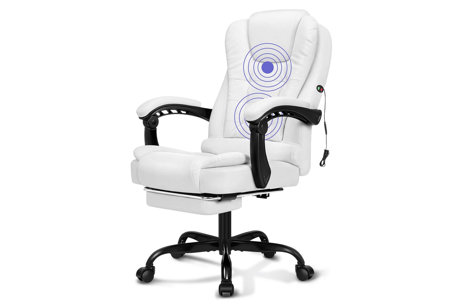 Elfordson Massage Home Office Chair with Footrest | White