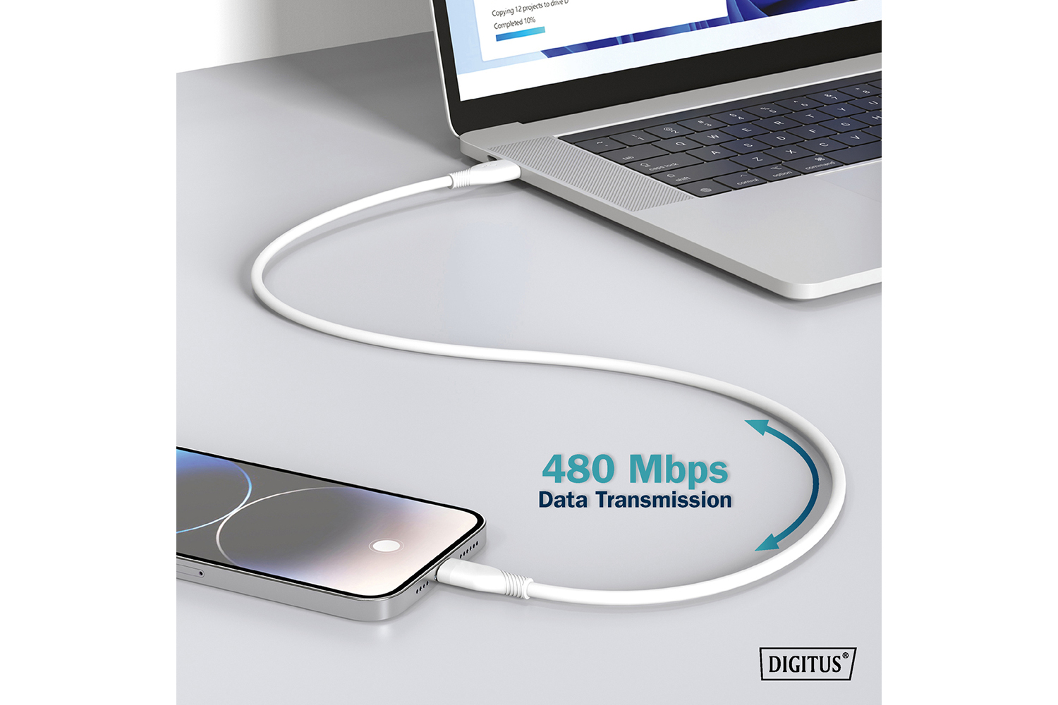 Digitus USB-C to USB-A Silicone Connection Cable  | 1m | White