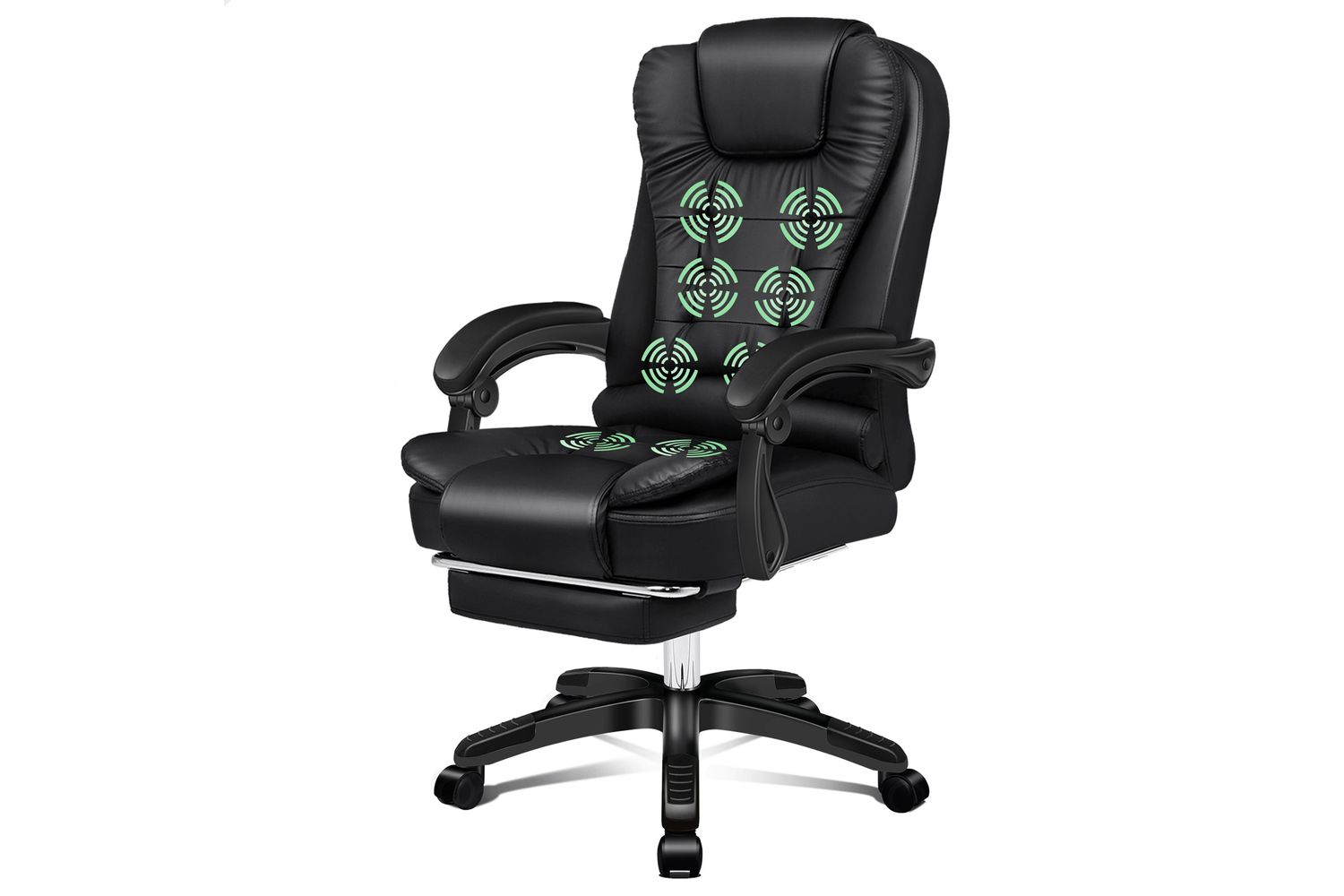 Elfordson Executive Office Chair with 8-Point Massage Seat Heated | Black