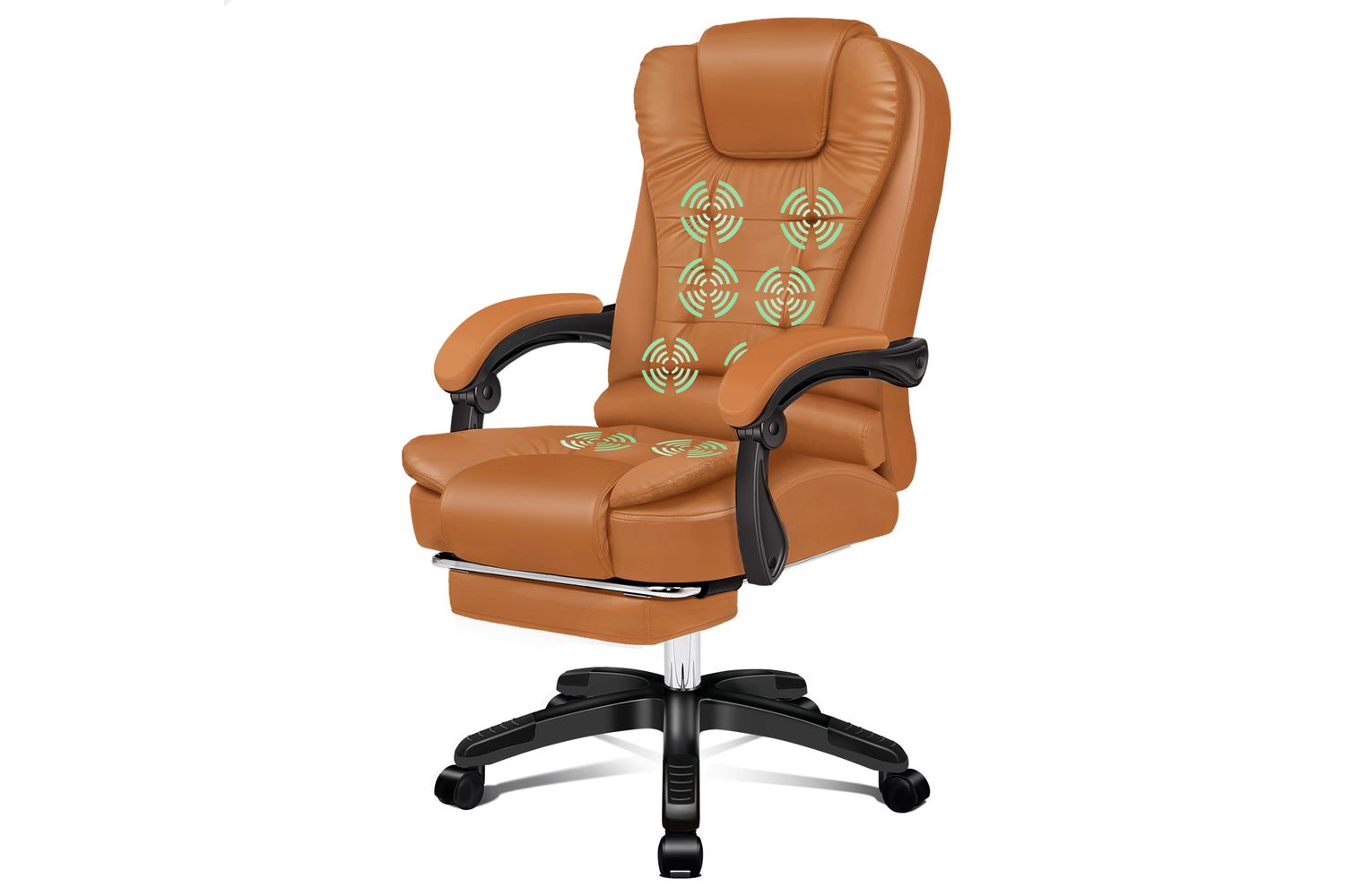Elfordson Executive Office Chair with 8-Point Massage Seat Heated | Brown