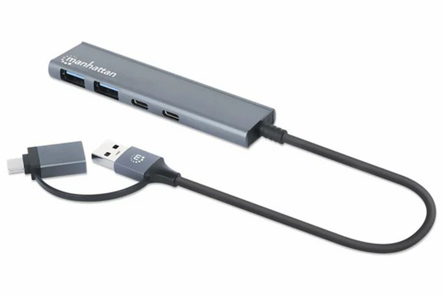 Manhattan 4-Port USB 3.0 Type-C / Type-A 2x2 Combo Hub | Space Grey