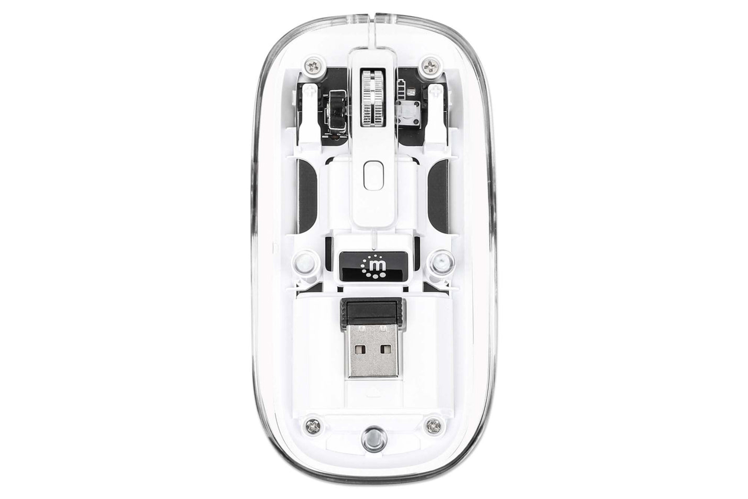 Manhattan Rechargeable Wireless USB Mouse | Clear/White