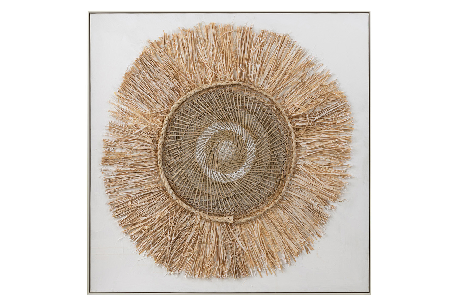 Ibiza Circle Framed Print Canvas | White/Cream | 100 x 100 cm