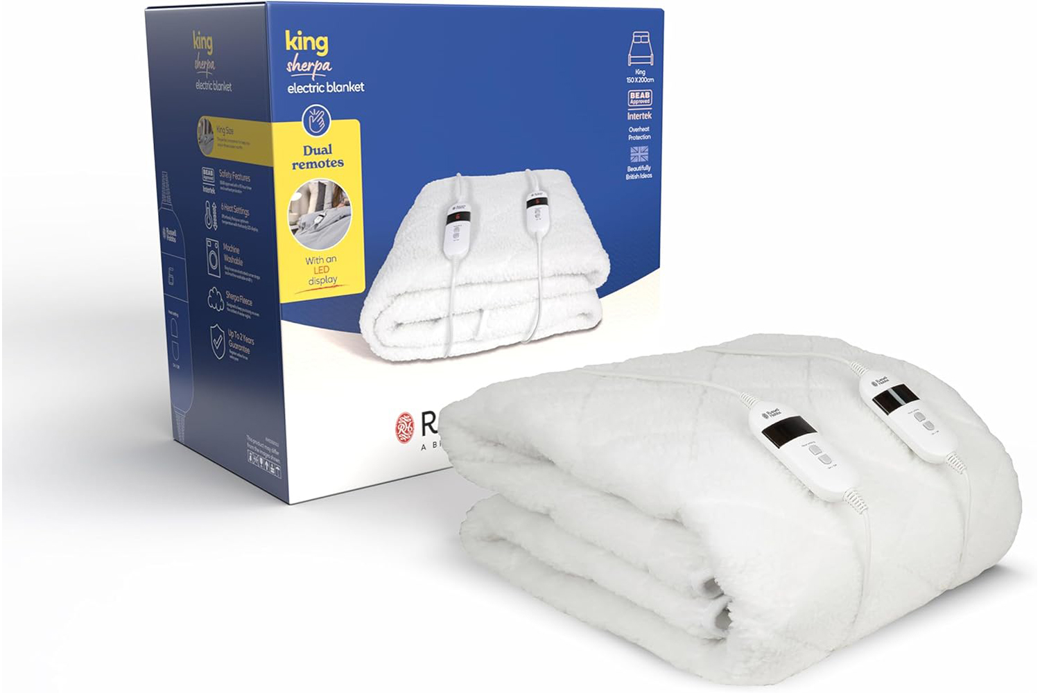 Russell Hobbs Sherpa King Electric Blanket | White | RHEDB8002