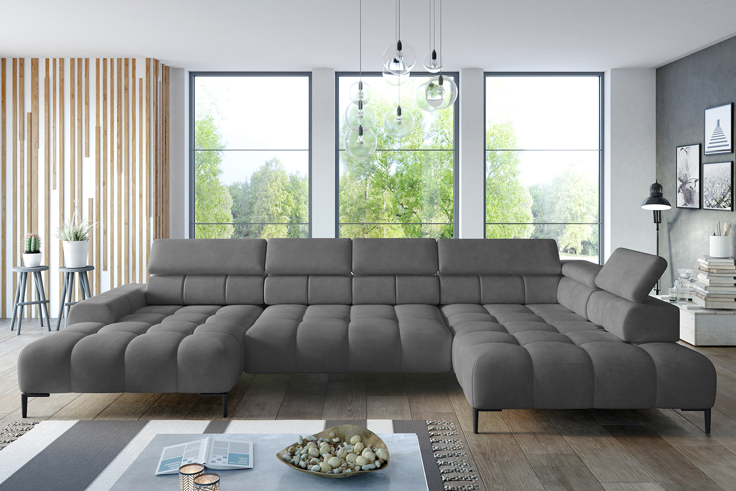 Cassie Chaise Sofa | Power Recliner | Extra Large | Fabric | Grey