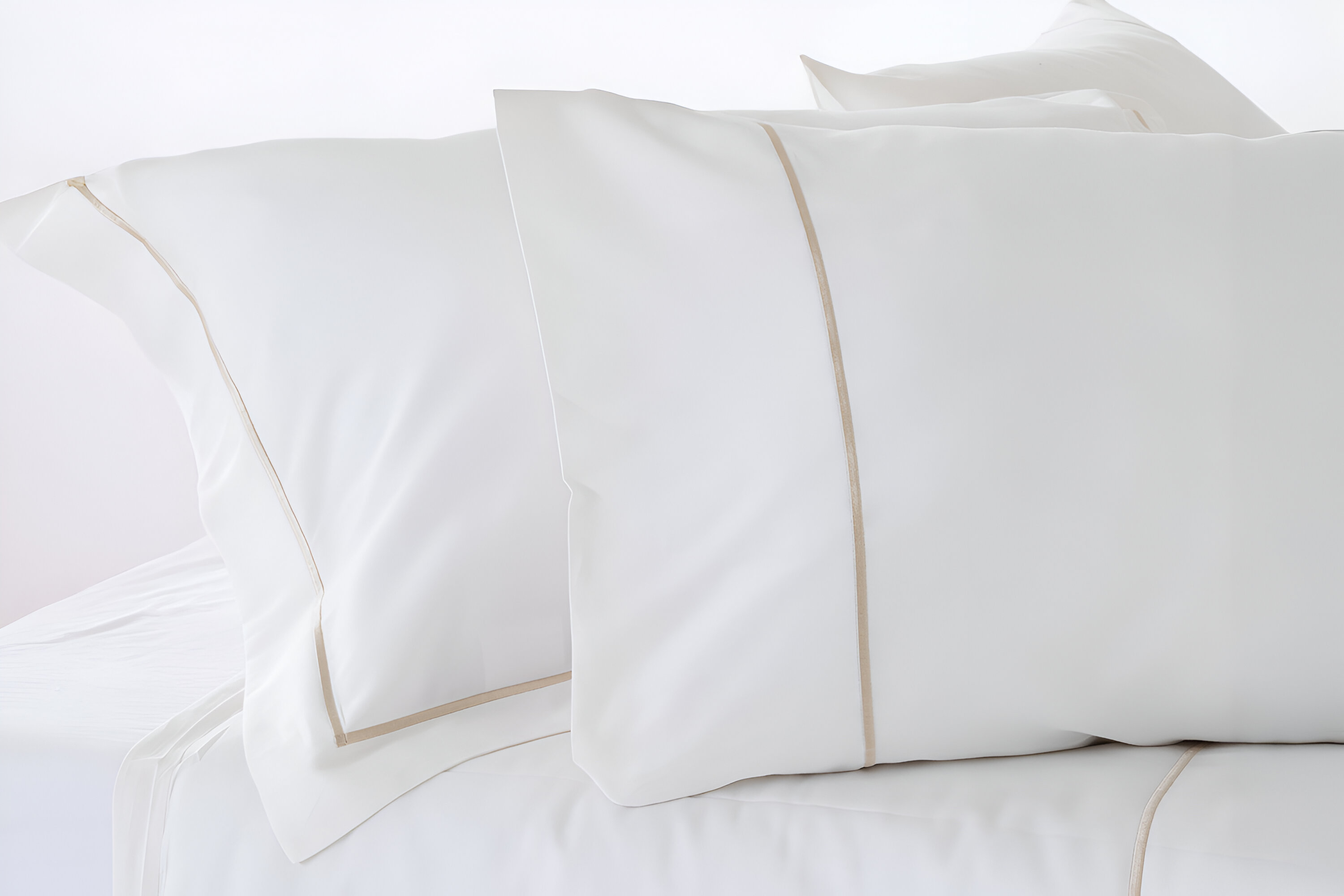 The Linen Room | 300 Thread Count Cotton Oxford Melissa Pillowcase Pair | Biscuit