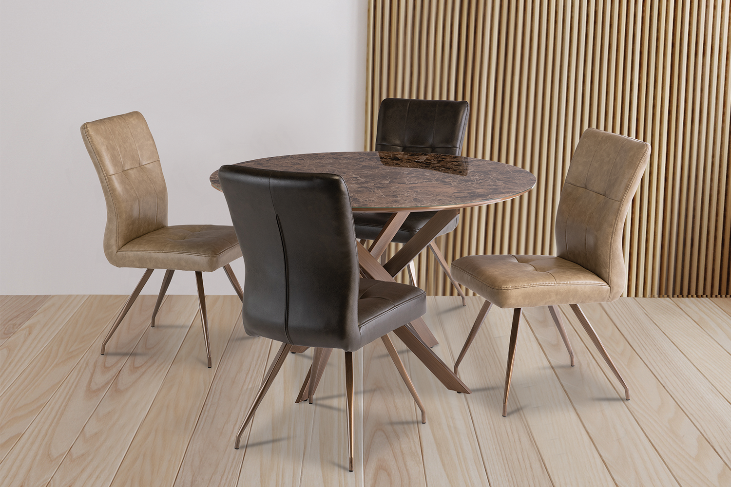 Dexter Dining Set | Table & 4 x Chairs | Taupe