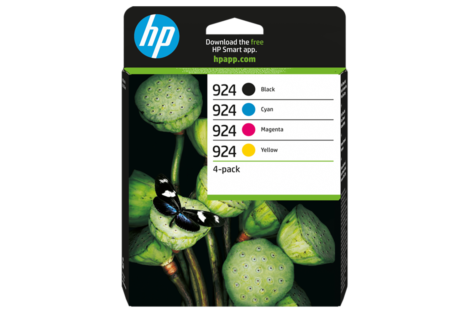HP 924 CMYK Original Ink Cartridge | Black & Tri-colour | Pack of 4