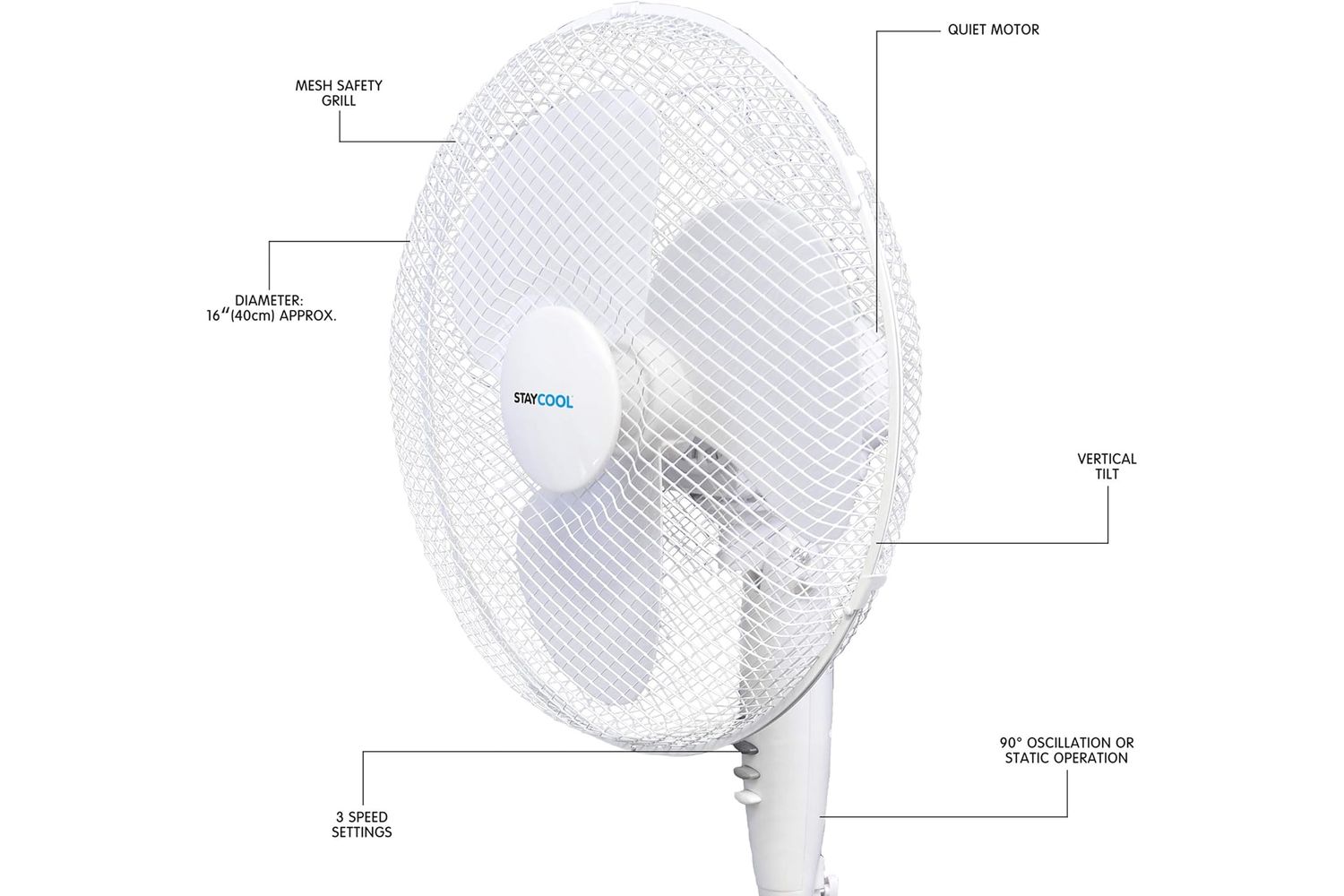 Staycool | 16" Desk Fan | White