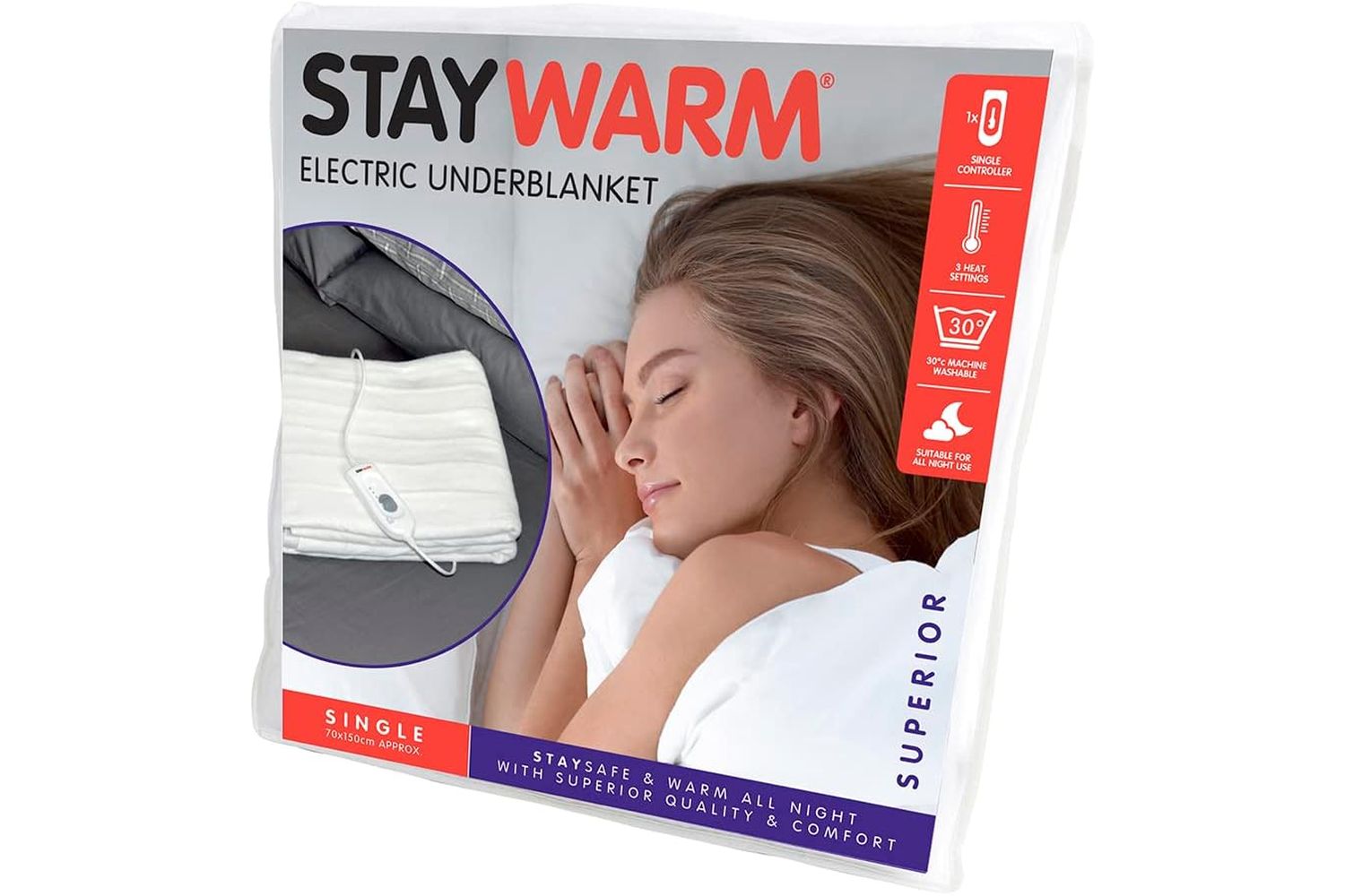 Staywarm | Single Underblanket | Polyester 500gsm | 150 X 70cm