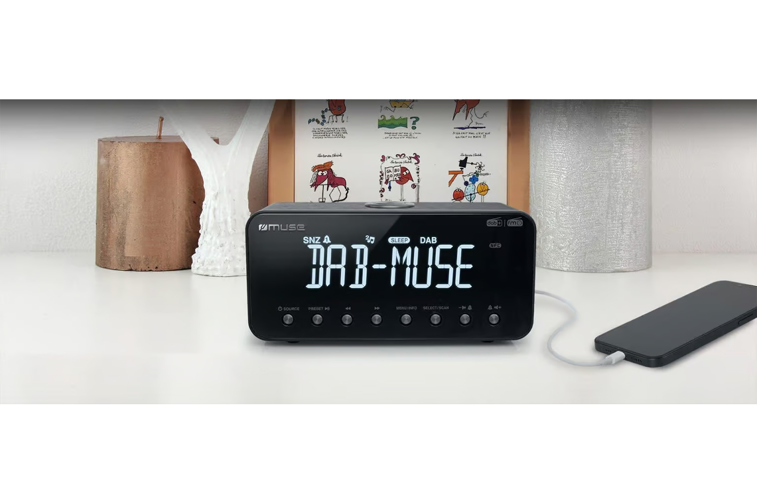 Muse DAB+/FM Clock Radio PLL with Bluetooth | M-196DBT