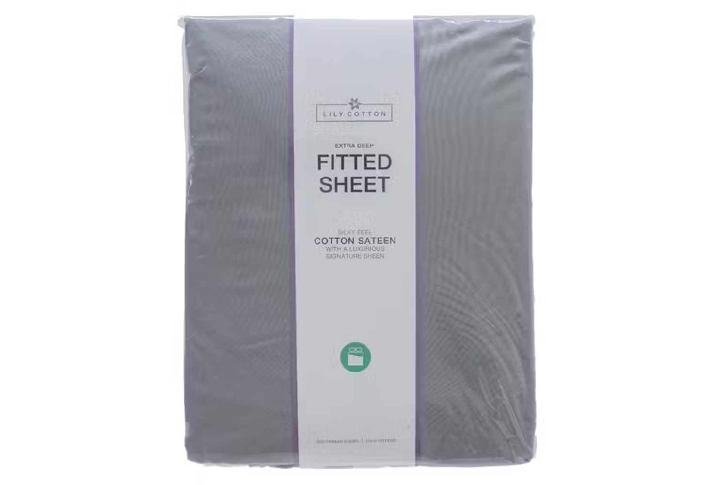Lily Cotton | 200 Thread Count Sateen Fitted Sheet | Grey | Double