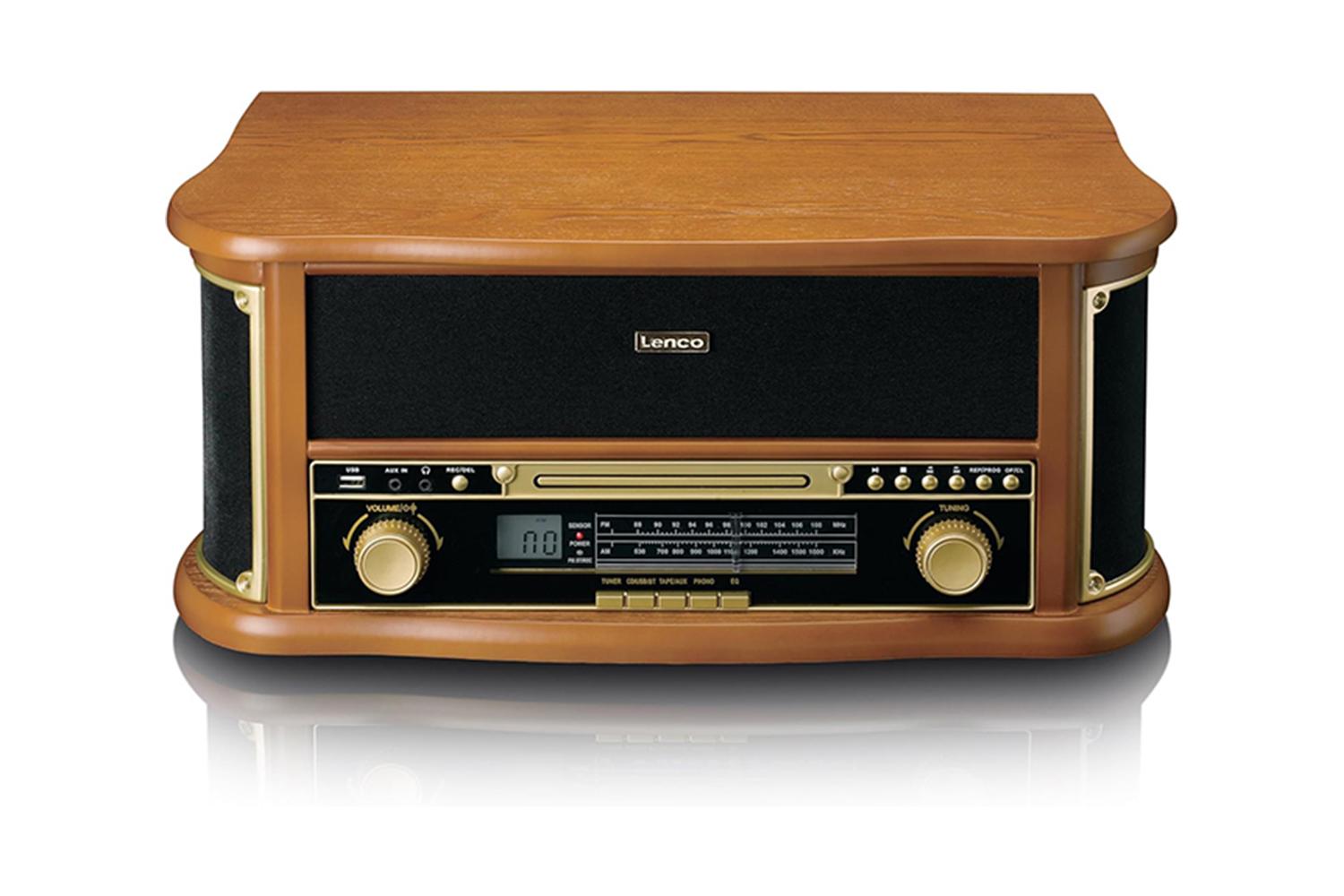Lenco | Classic Phono | Retro Wooden Record Player & Audio System | 8 In