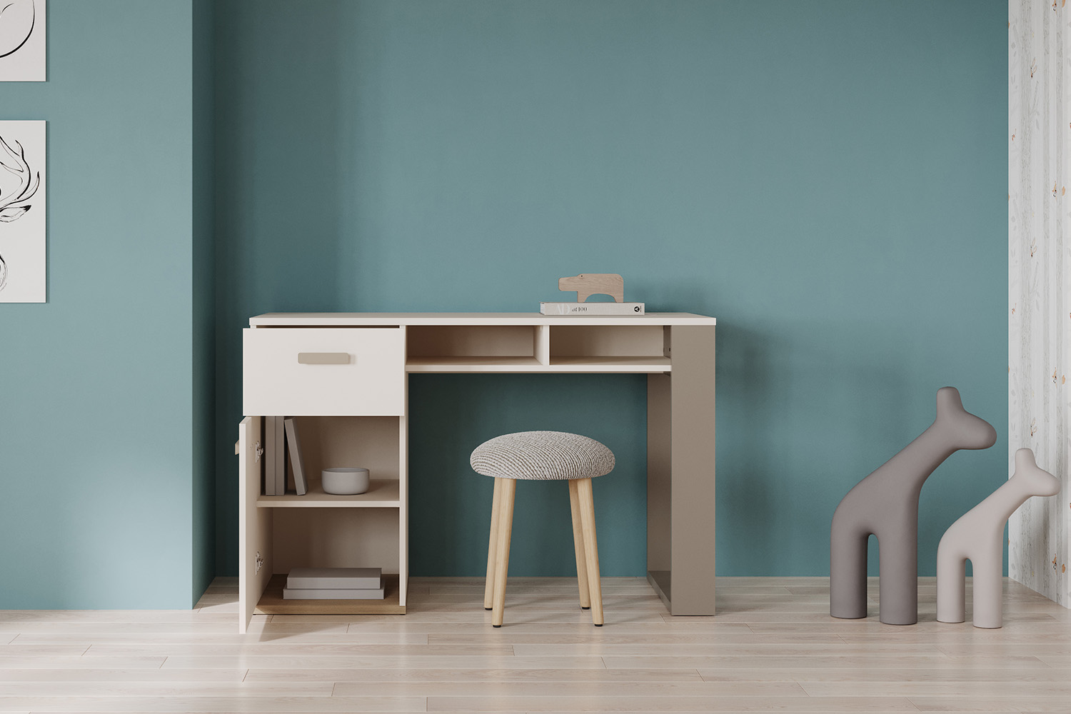 Camillia Desk | Grey/White