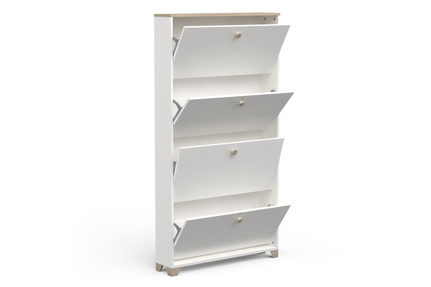 Izzy Shoe Storage Cabinet | 4 Drawer | White/Oak Effect