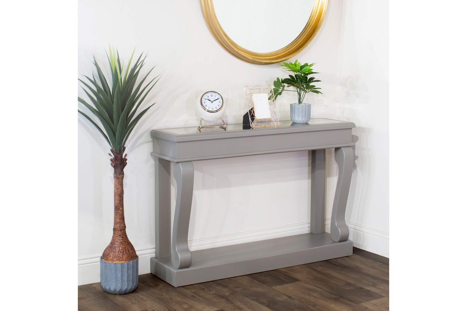 Clover Console Table | Antique Mirror Top | Mink