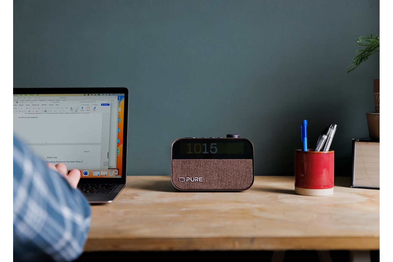 Pure Moment Alarm Clock Radio with Bluetooth | Brown/Black