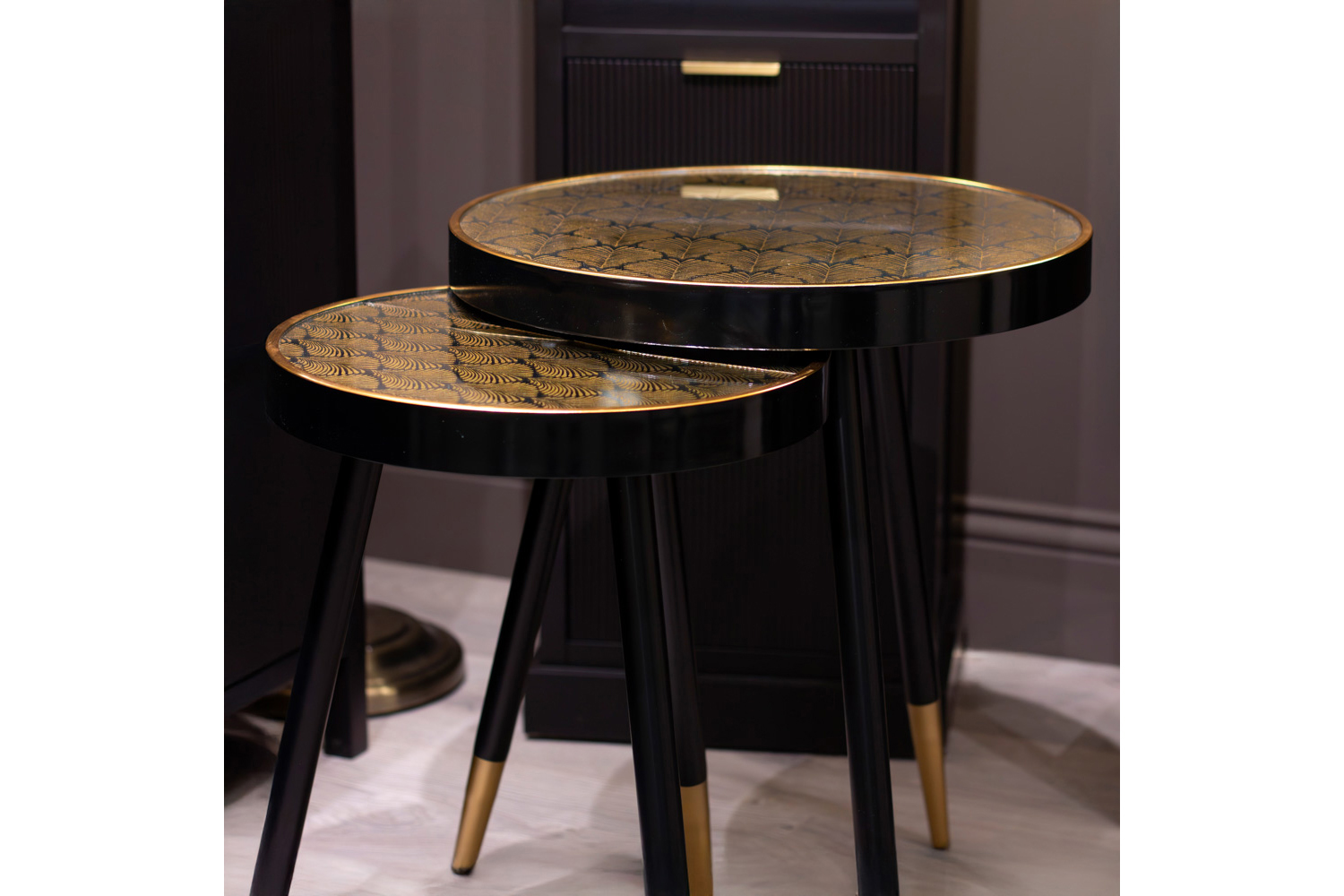 Bruna Side Table | Black/Gold | Set of 2
