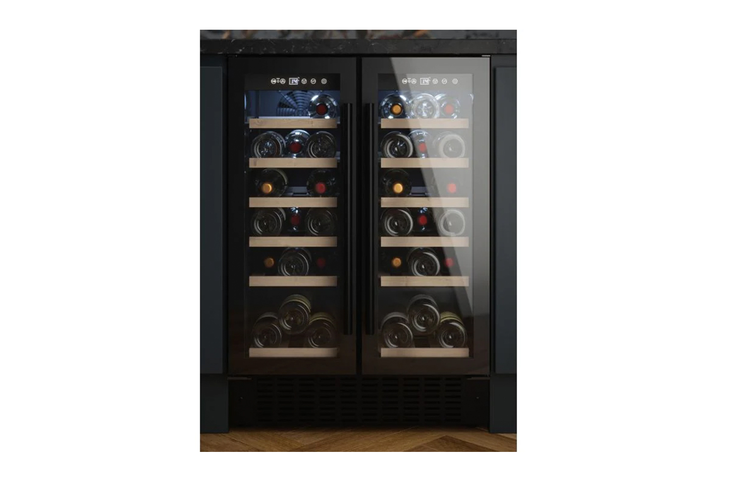 Cata 32 Capacity Double Door Wine Cooler Black | UBBKWC60DD