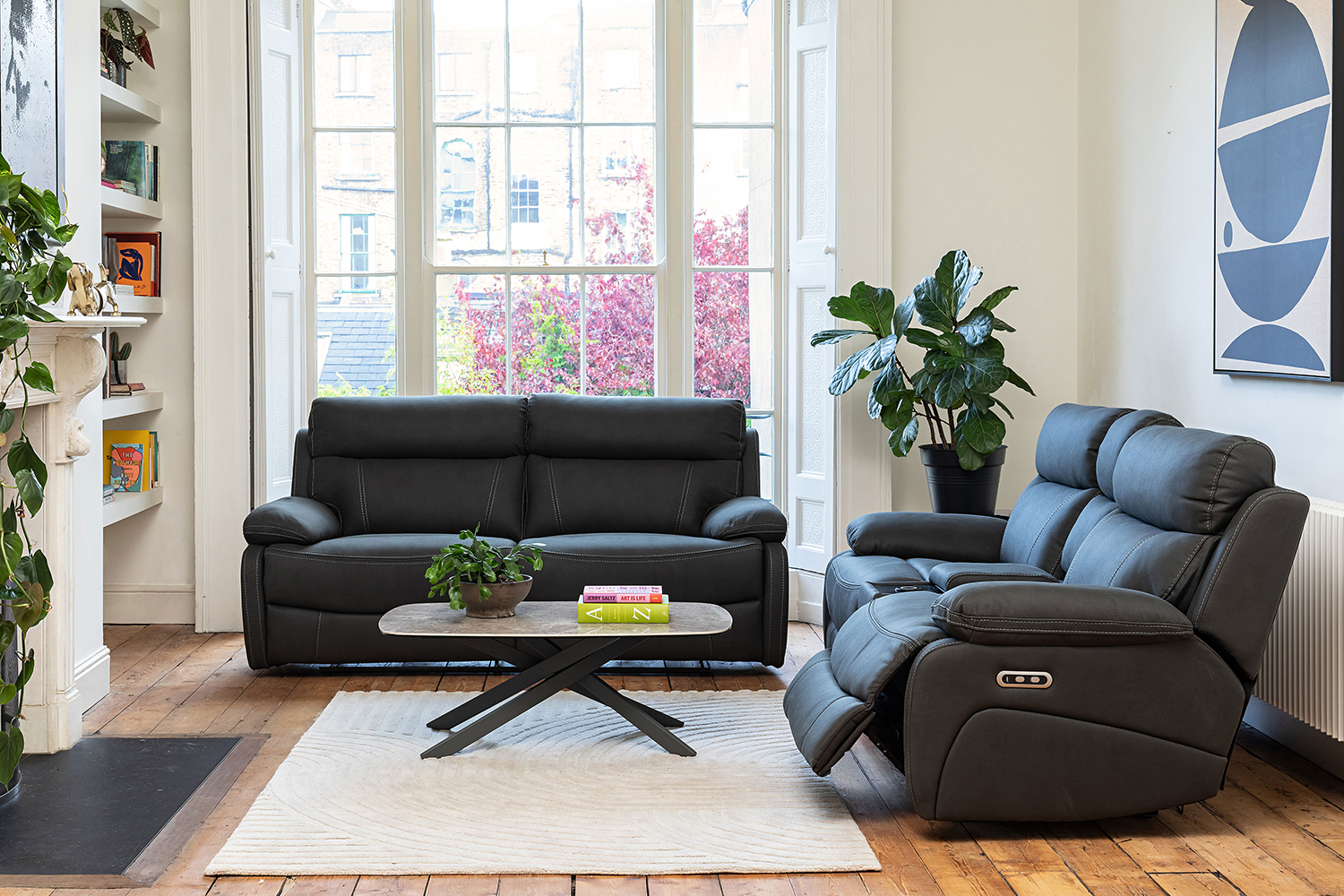 Hardy 2 Seater | Console | USB | Power Recliner | Grey