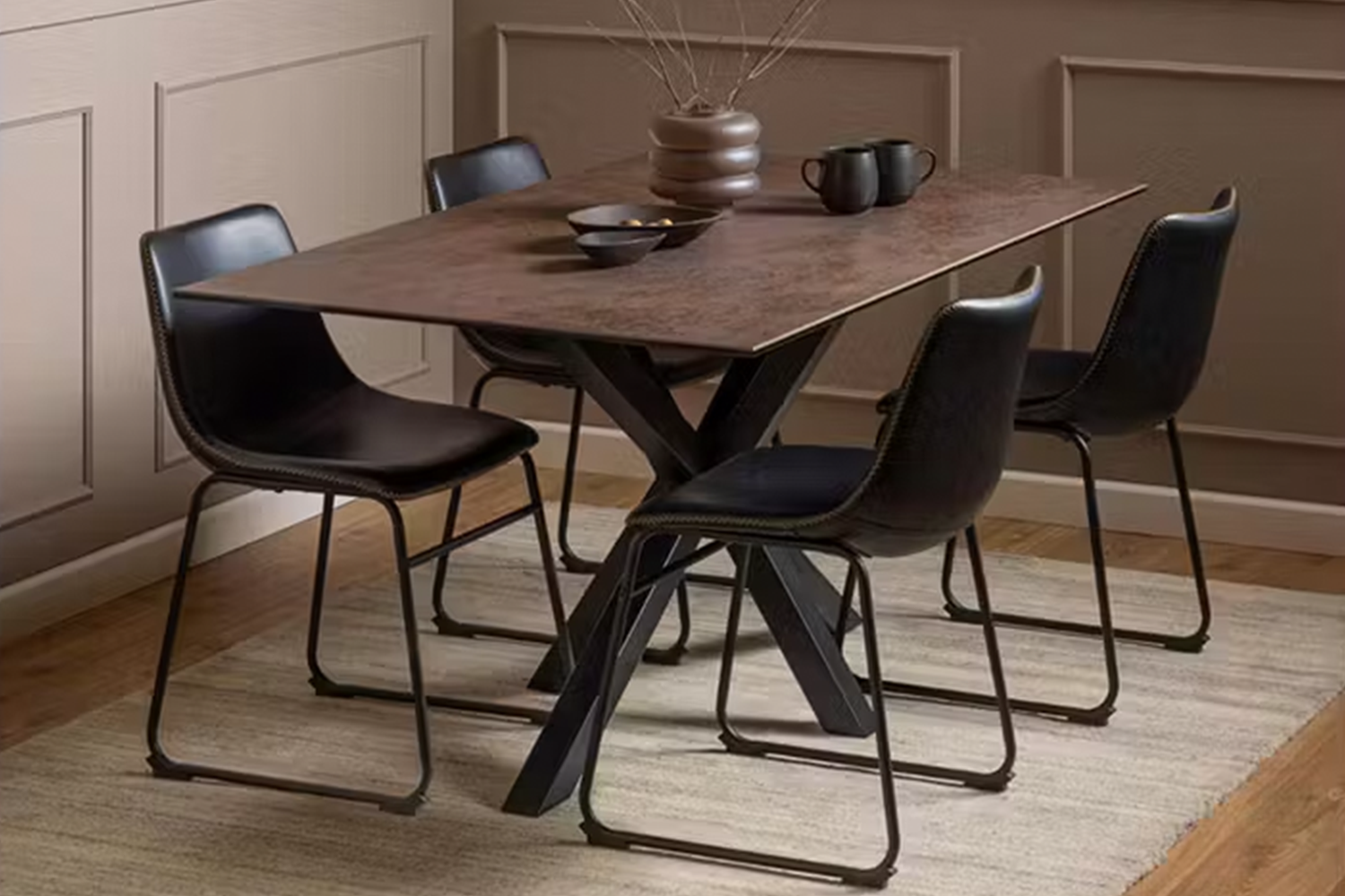 Harlie Rectangular Dining Table | 160 cm | Rust Brown