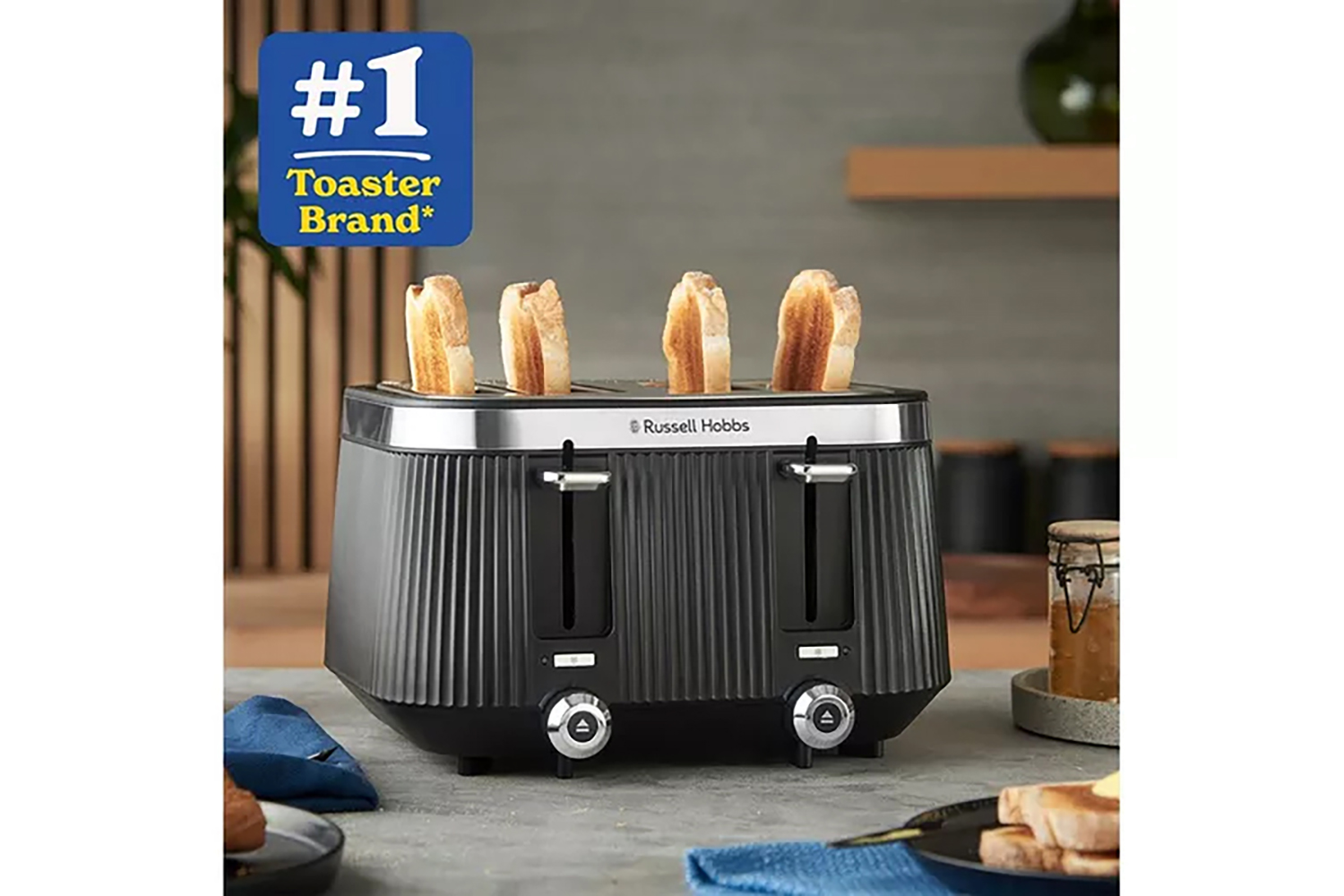 Russell Hobbs Bronte 4 Slice Toaster | 26770 | Black