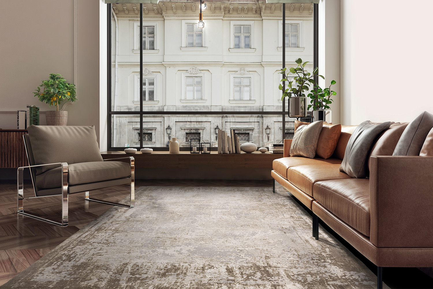 Adele Rug | Beige Border | 160 x 230 cm