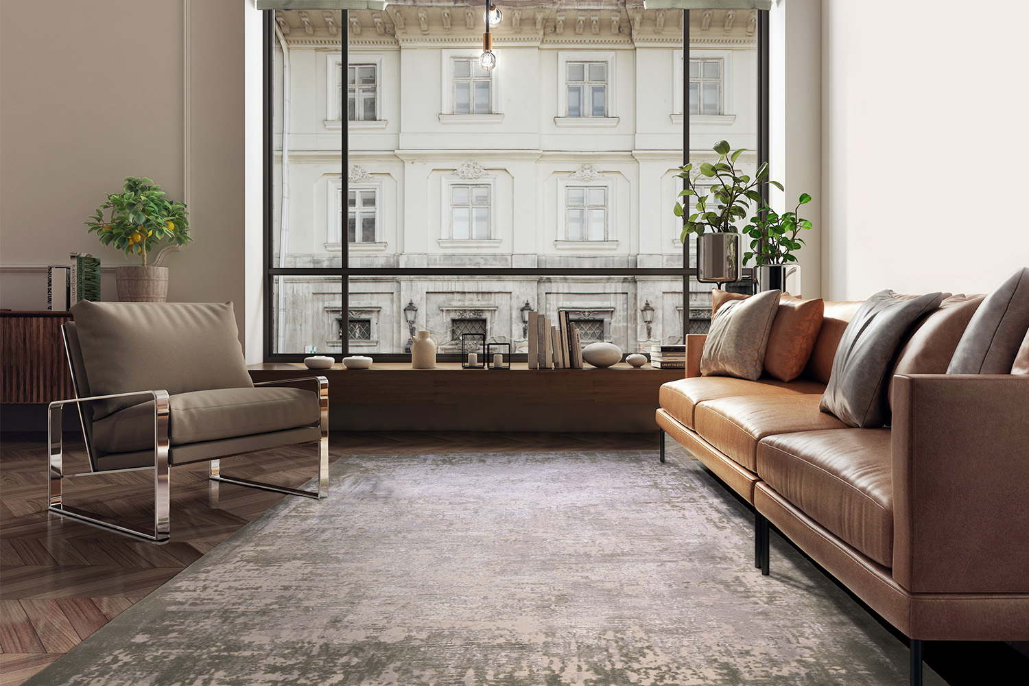 Adele Rug | Green Border | 200 x 290 cm