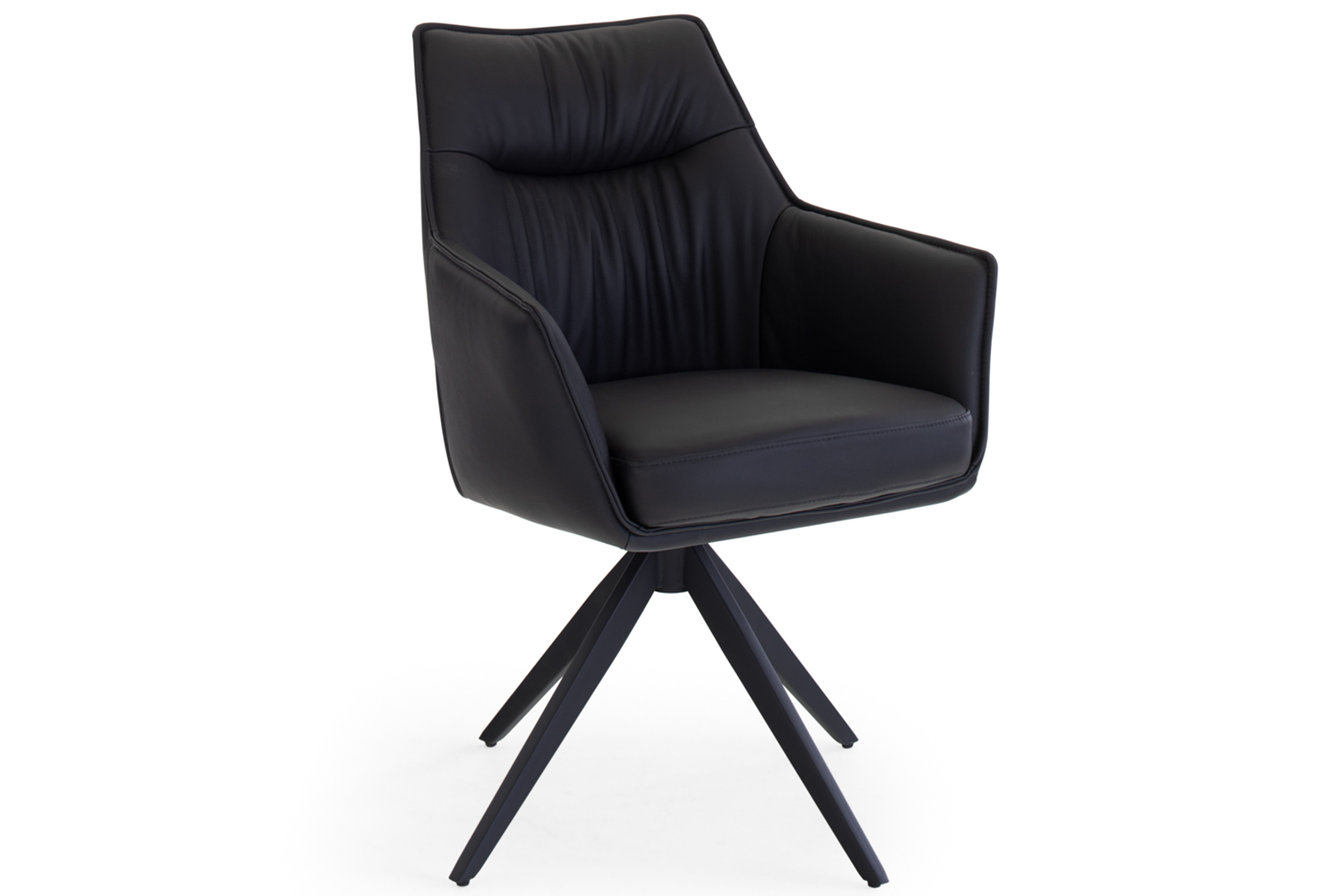 Kayleigh Carver Dining Chair | Swivel | Leather | Black