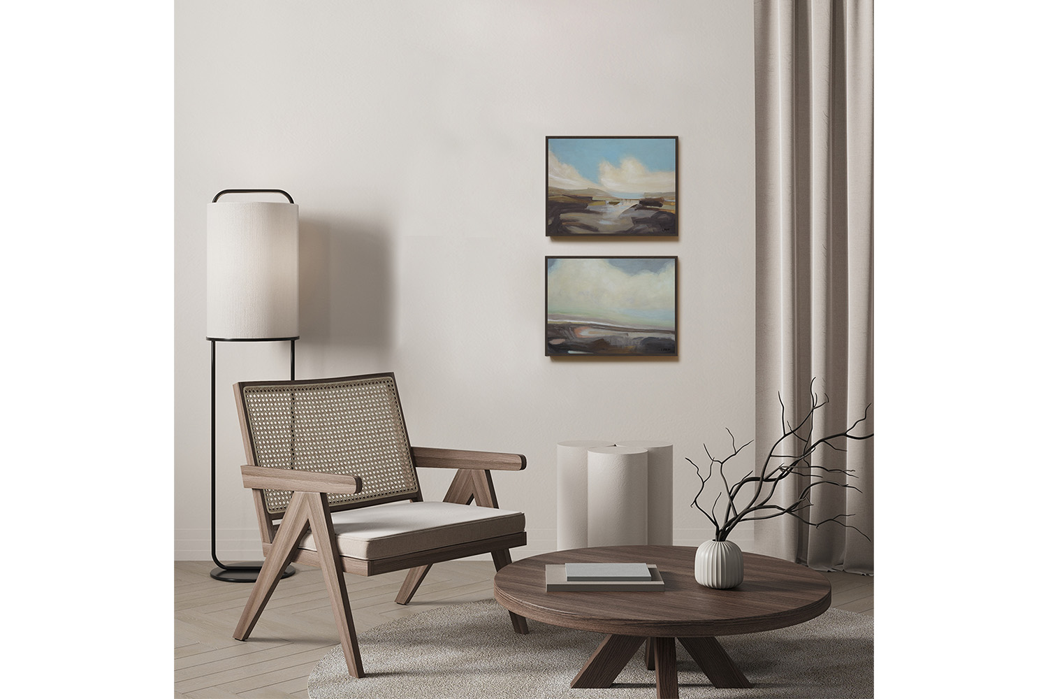 Charlene Lynch | Inver 1 Framed Canvas | Green/Blue | 61 x 46 cm | Set of 2