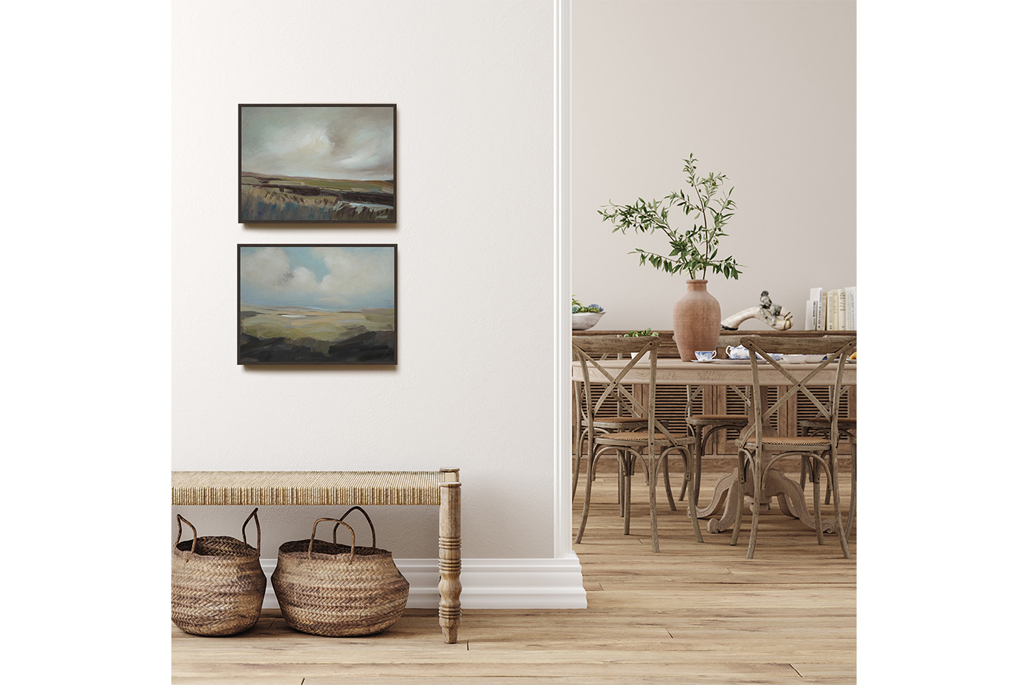 Charlene Lynch | Inver 2 Framed Canvas | Green/Blue | 61 x 46 cm | Set of 2