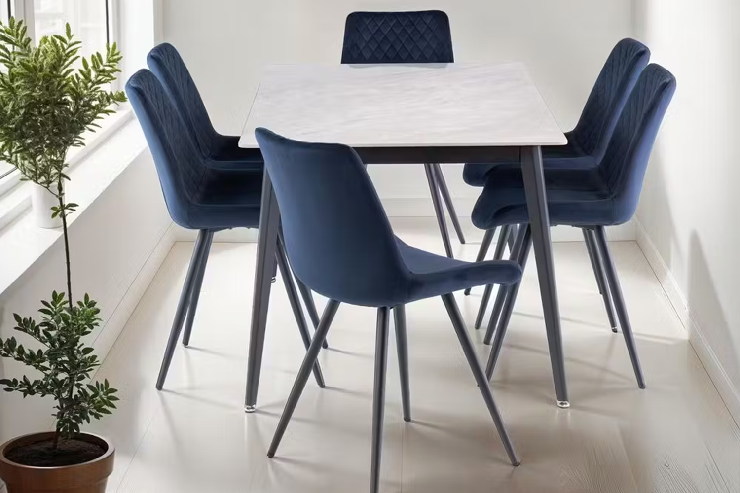 Bella Dining Chairs | Velvet | Blue | Set of 2