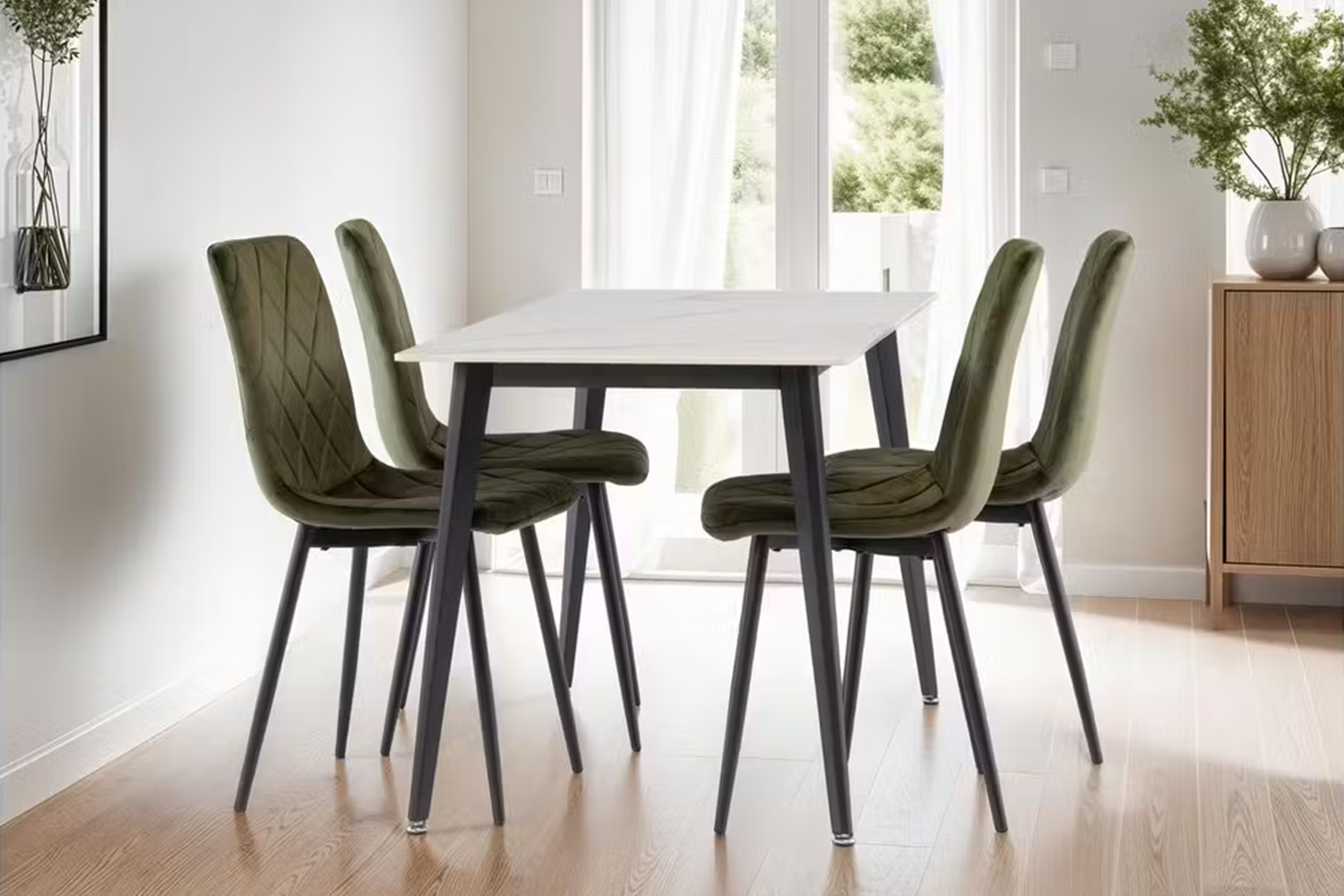 Bella Dining Chairs | Velvet | Green | Set of 2