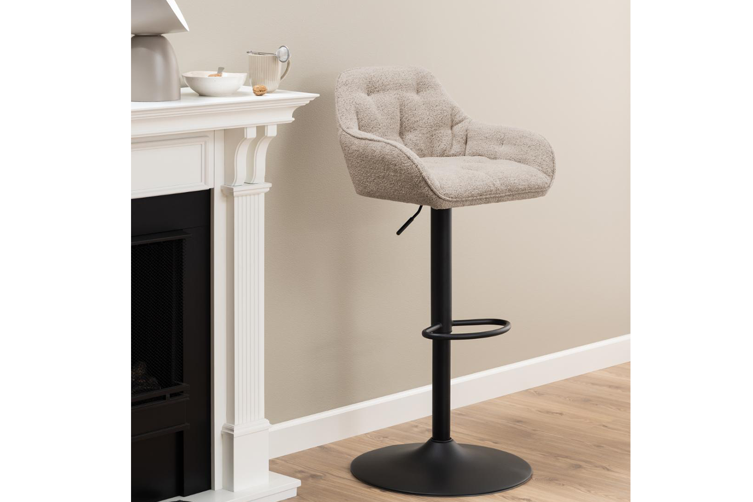 Brooke Counter Stool | Swivel | Fabric | Beige