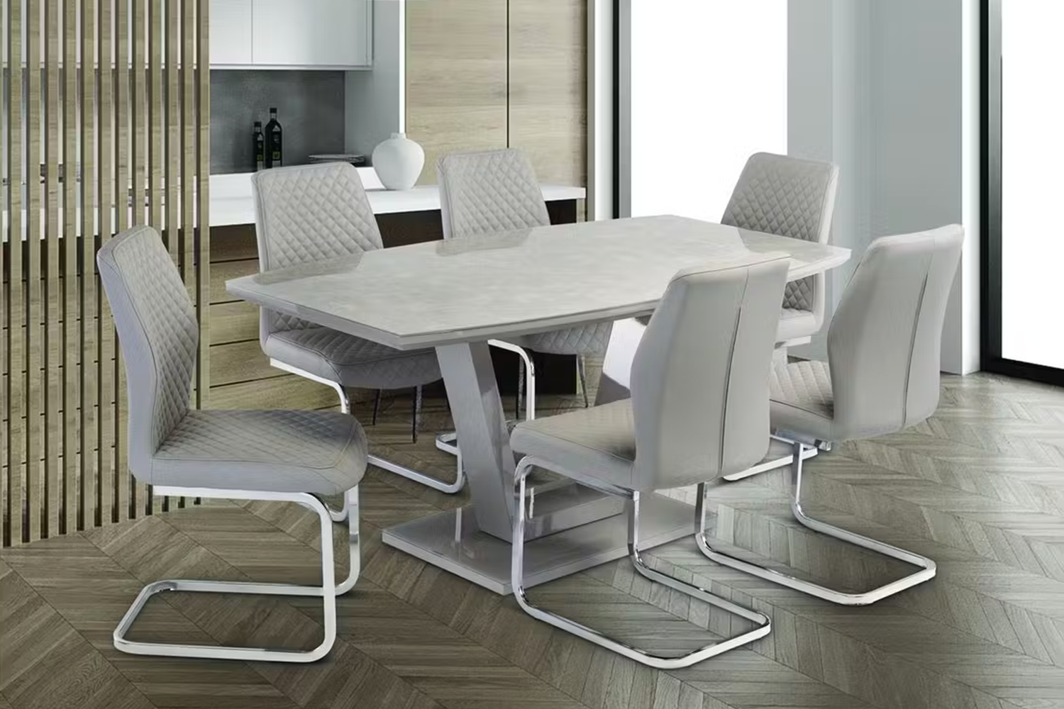 Capri Dining Chairs | Leather | Stone | Set of 2